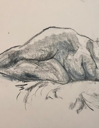 charcoal and graphite drawing of a female nude