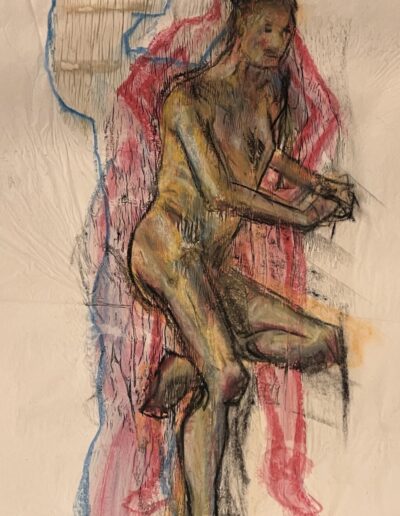 male nude, mixed media